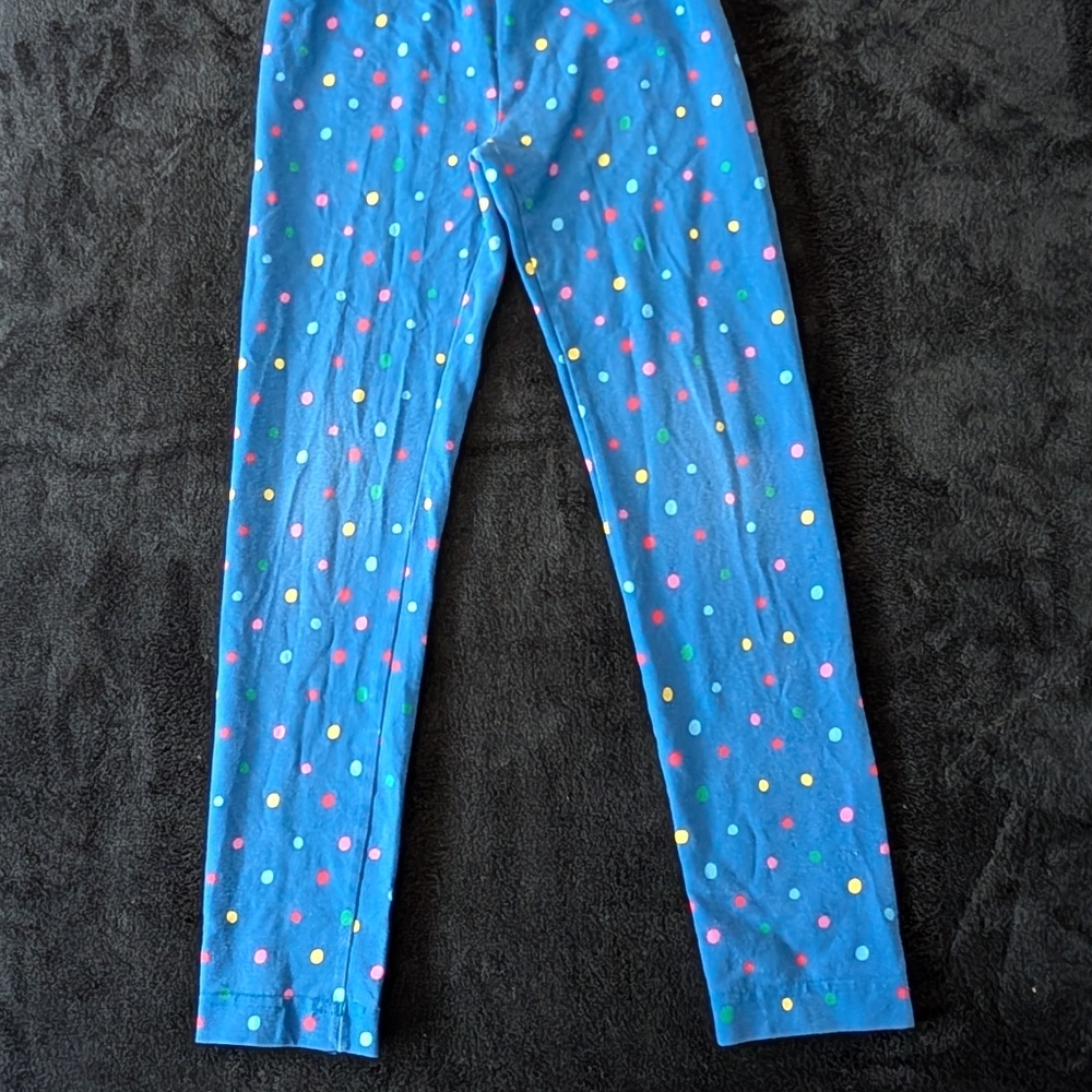 Hanna Andersson Girls Cotton Blend Leggings Pants Blue Rainbow Polka Dot Print